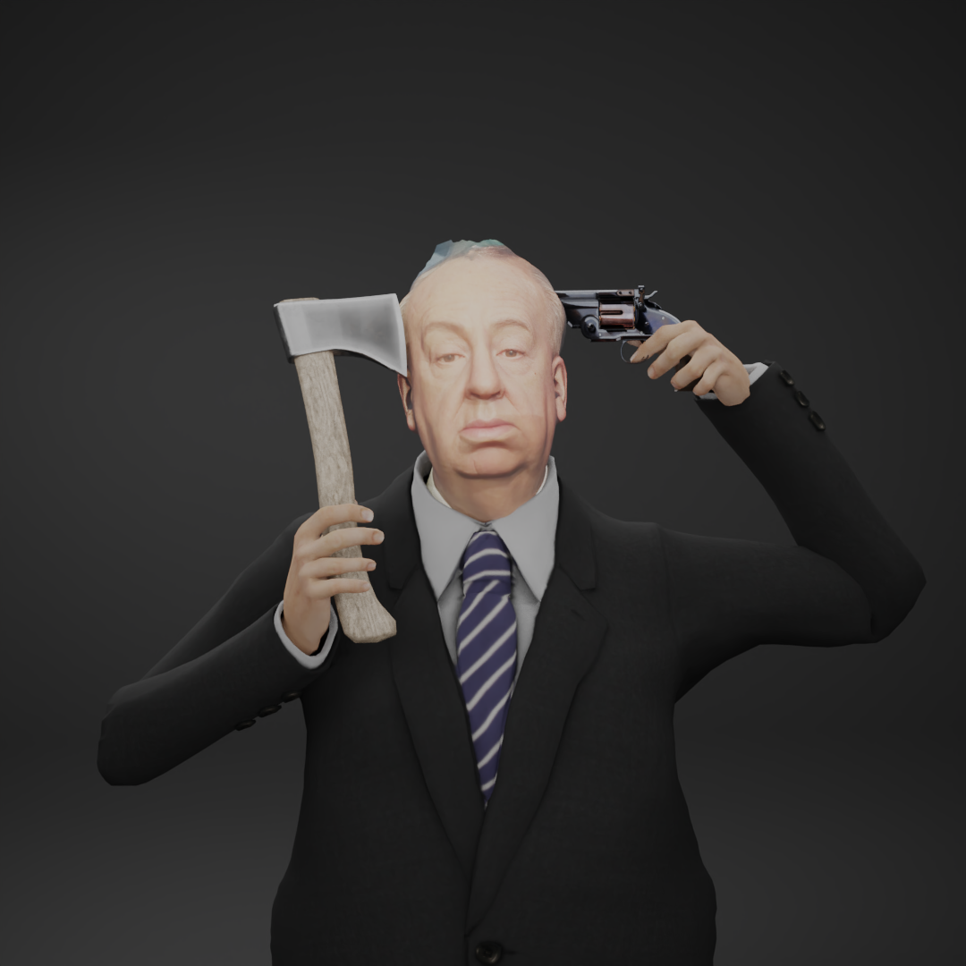 Portrait render of Alfred Hitchcock